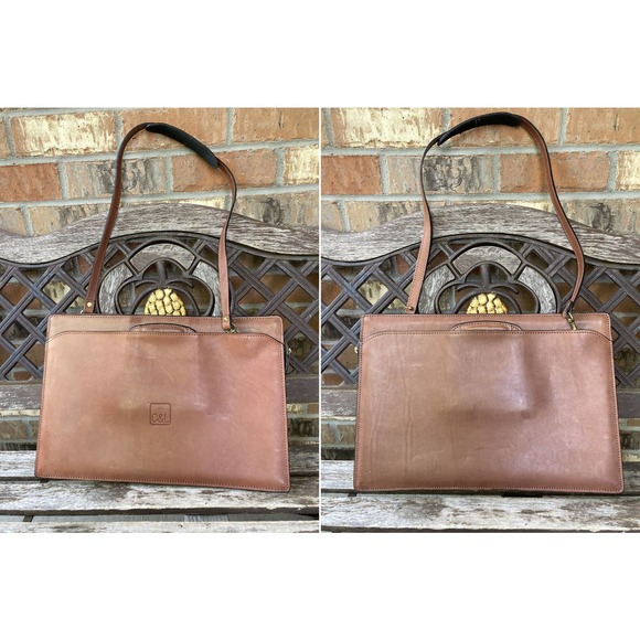 Vintage Schlesinger Belting Leather Handle Portfolio Briefcase Shoulder Bag - Picture 1 of 4